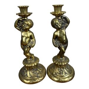 Vintage Gold Cherub Candle Holders‎